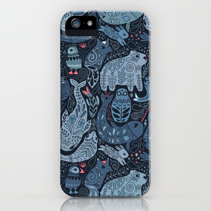 arctic animals. polar bear, narwhal, seal, fox, puffin, whale iphone case
