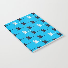 Flying Elegant Swan Pattern on Turquoise Background Notebook