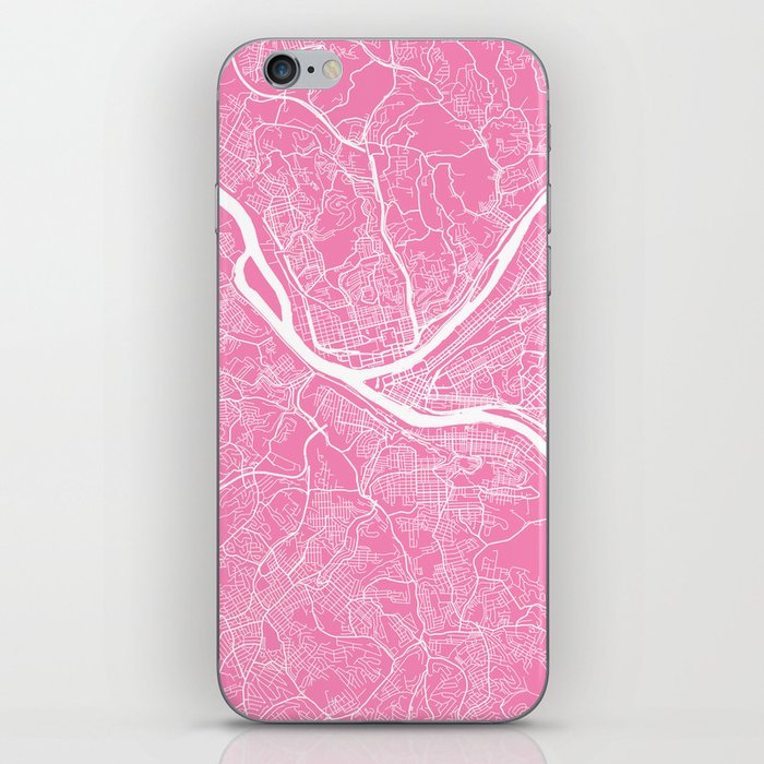Pittsburgh map pink iPhone Skin