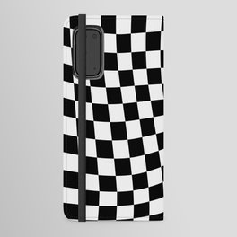Twisted Checkerboard Black and White Android Wallet Case