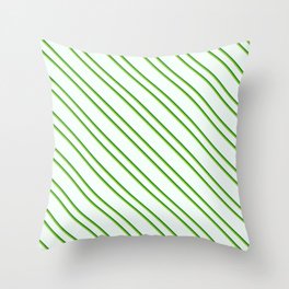 [ Thumbnail: Mint Cream, Forest Green, and Green Colored Striped/Lined Pattern Throw Pillow ]