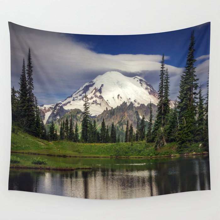 Mt Rainier in Washington Wall Tapestry by JMcCool  Society6