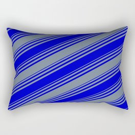 [ Thumbnail: Blue & Slate Gray Colored Stripes Pattern Rectangular Pillow ]