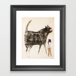 Man with Large Dog by Bill Traylor Framed Art Print