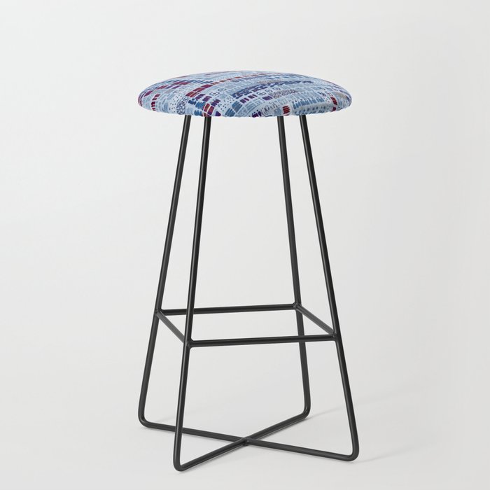 rust red and blue batik inspired ink marks hand-drawn collection Bar Stool