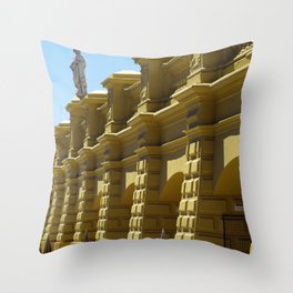 Argentina Photography - Beautiful Yellow Castle With A Statue Throw Pillow