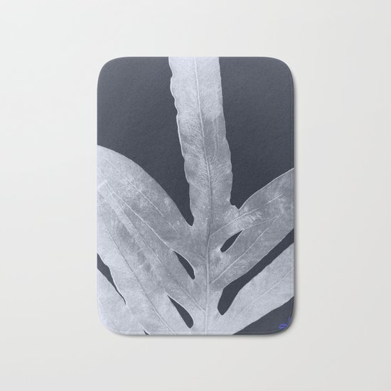 Green Fern Silver Black Bath Mat
