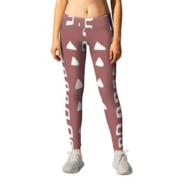 Merit Mud Cloth Pink and White Triangle Pattern Leggings