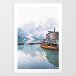 Dolomites VI [ South Tyrol, Italy ] Quiet morning in Lake Braies⎪Colorful travel photography Poster Art Print