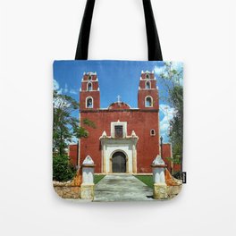 Mexico Photography - Beautiful Catholic Church Under The Blue Sky Tote Bag