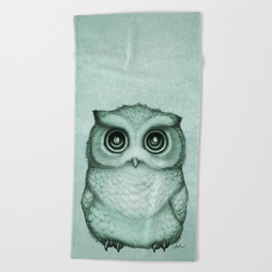 "The Little Owl" ~ (Willow Leaf Version) Graphite & Ink Illustration, (c) 2016 Beach Towel