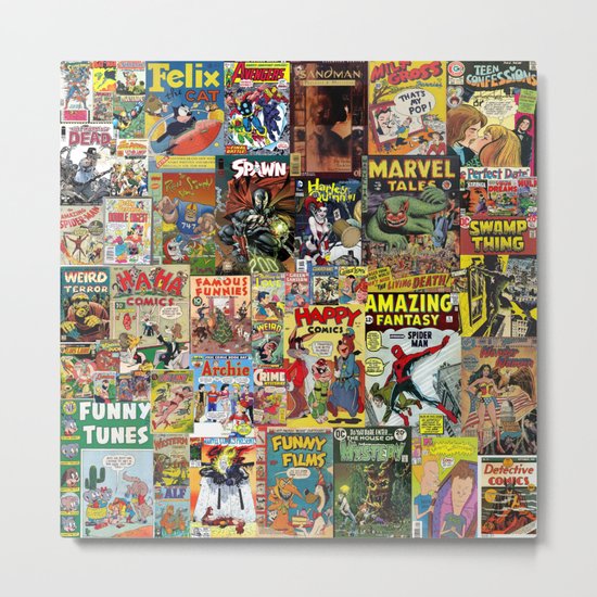 Comic Book Cover Collage Metal Print