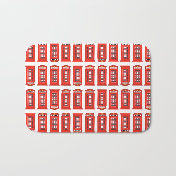 Red Telephone Booth Bath Mat