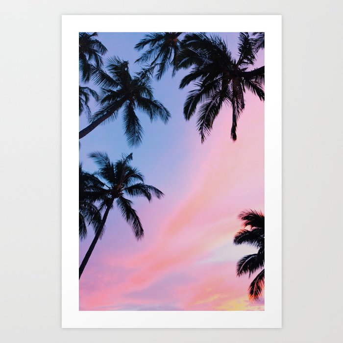 Sunset Palm Trees Art Print By Newburydesigns Society6