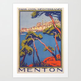 Menton France Vintage Travel Poster Art Print