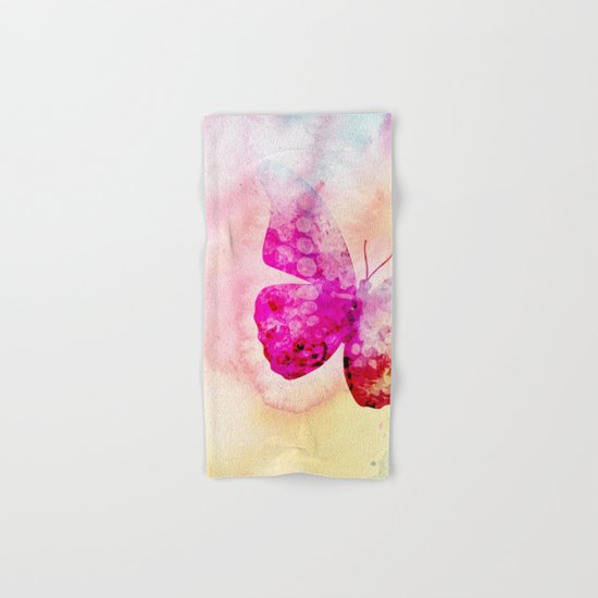 Pink Watercolor Butterfly Hand & Bath Towel