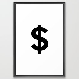 Dollar Sign (Black & White) Framed Art Print