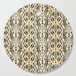 Charcoal White and Yellow Abstract Tribal Pattern Cutting Board