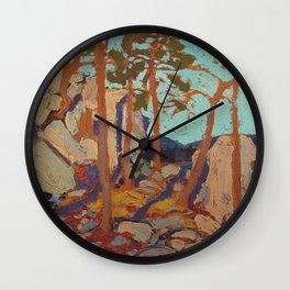 Tom Thomson - Pine Cleft Rocks - Canada, Canadian Oil Painting - Group of Seven Wall Clock | Groupofseven, Algonquin, Canadian, Outdoors, Wilderness, Nature, Oil, Canada, Landscape, Wild 