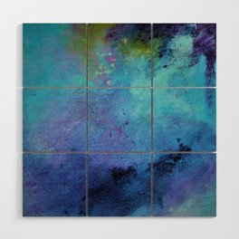 teal and blue squared Wood Wall Art