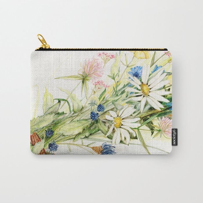 Bouquet Of Wildflowers Original Colored Pencil Drawing Tasche Von