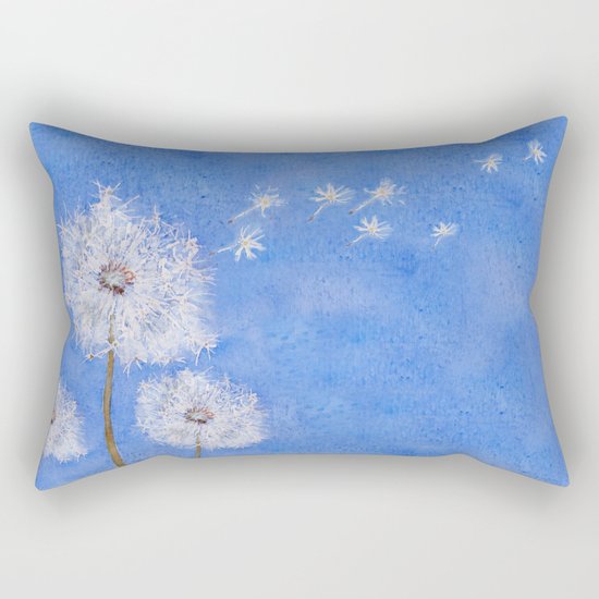 flying dandelion watercolor painting Rectangular Pillow