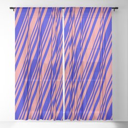 [ Thumbnail: Light Coral & Blue Colored Lines/Stripes Pattern Sheer Curtain ]