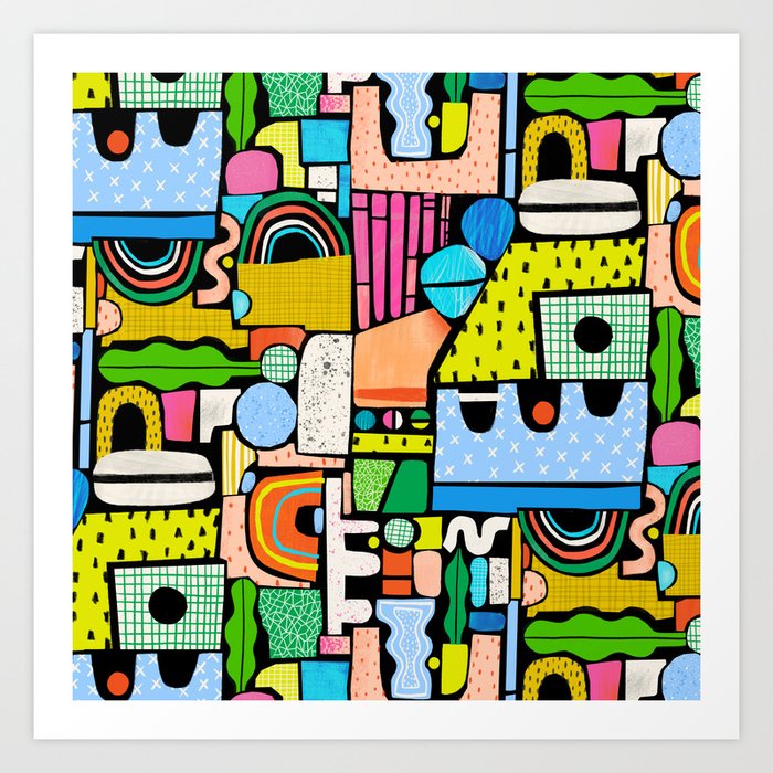 Color Block Collage Art Print