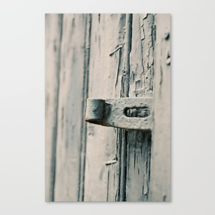 Close-up of a old handle on an pastel green barn door | Street & Macro Photography | Fine Art Photo Print Canvas Print