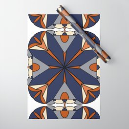 Mandala Geometric Tile Orange Blue Wrapping Paper