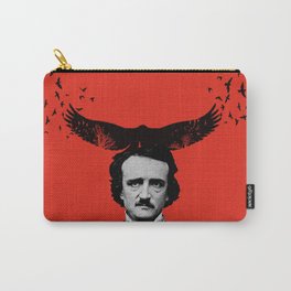 Edgar Allan Poe / Raven / Digital Painting Carry-All Pouch | Book, Literature, Raven, Crow, America, Writer, Digital, Poe, Painting, Red 