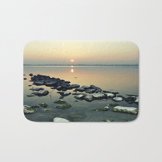 sunset sea stones Bath Mat