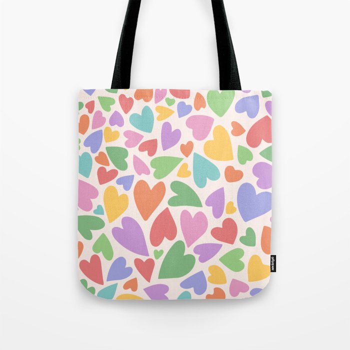 Retro Colorful Hearts Tote Bag