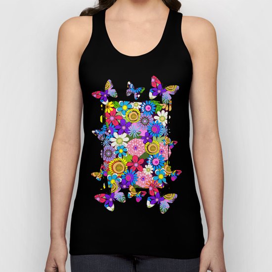 Cute Colourful Flowers Unisex Tank Top