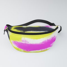 pink yellow and black painting abstract with white background Fanny Pack