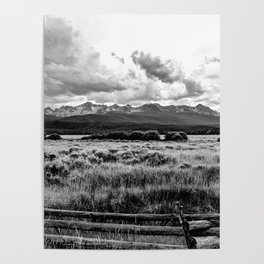 Black and White Sawtooth Mountains Poster