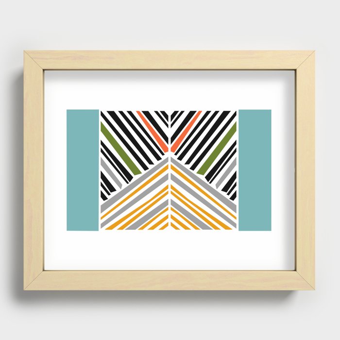 Colorful Stripes With Blue Recessed Framed Print