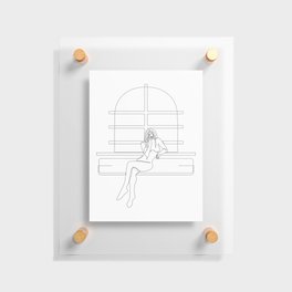 "Nudes by the Window" - Single Line Drawing of Nude Woman with Camera Floating Acrylic Print