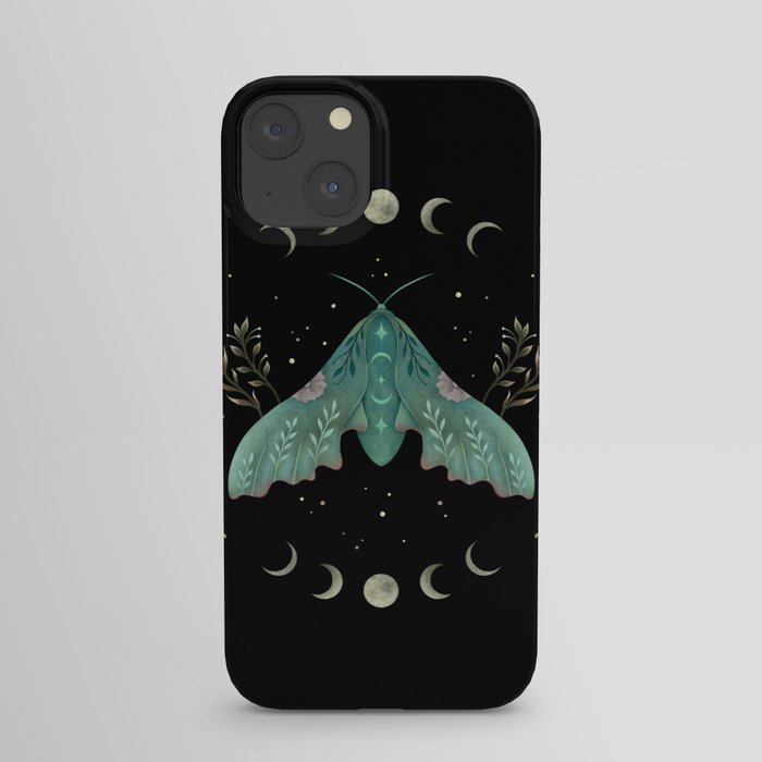 Luna and Moth - Midnight Black iPhone Case
