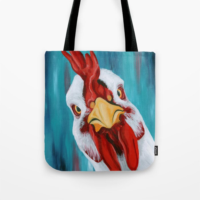 Sticky Beak - Colorful Chicken Art Tote Bag