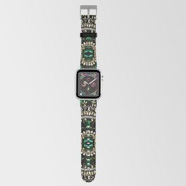 teal silver emerald green rhinestone crystal bohemian pattern Apple Watch Band