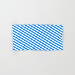 [ Thumbnail: Blue & Mint Cream Colored Lines Pattern Hand & Bath Towel ]