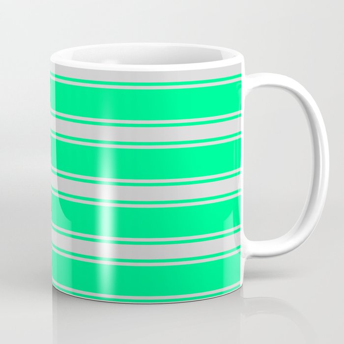 Green and Light Gray Colored Stripes/Lines Pattern Coffee Mug