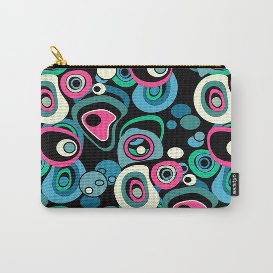 Abstract black and pink , turquoise polka dot pattern . Carry-All Pouch