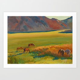Meadow and Horses by Maynard Dixon Art Print