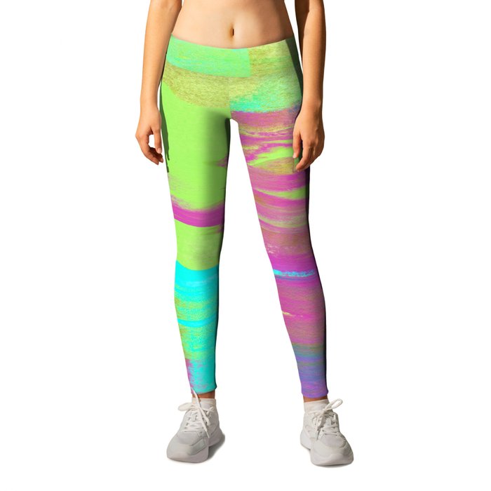 Neon Paint Smear with Magenta, Teal, Lime and Gold Leggings