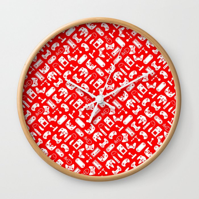 Control Your Game - White on Red Wall Clock