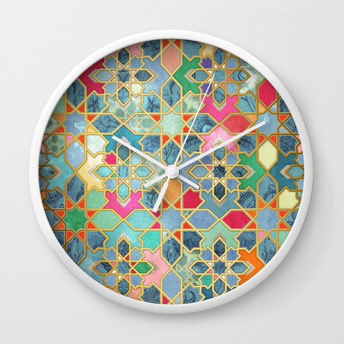 Gilt & Glory - Colorful Moroccan Mosaic Wall Clock