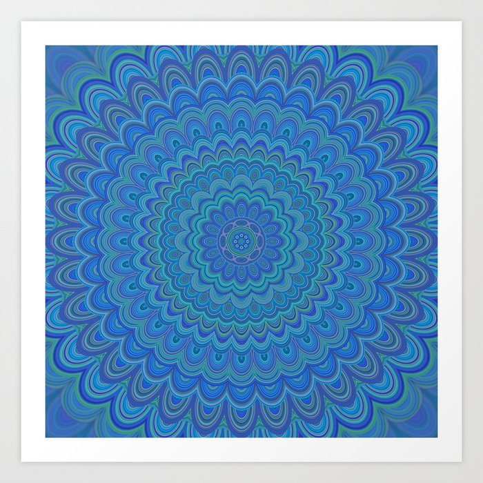 Blue flower mandala Art Print