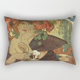 Alfons Mucha art nouveau beer ad Rectangular Pillow